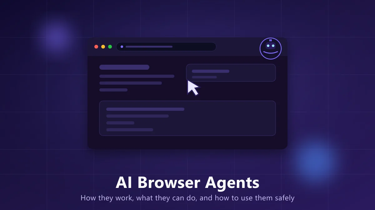 Illustration of an AI browser agent operating a web browser window to complete tasks