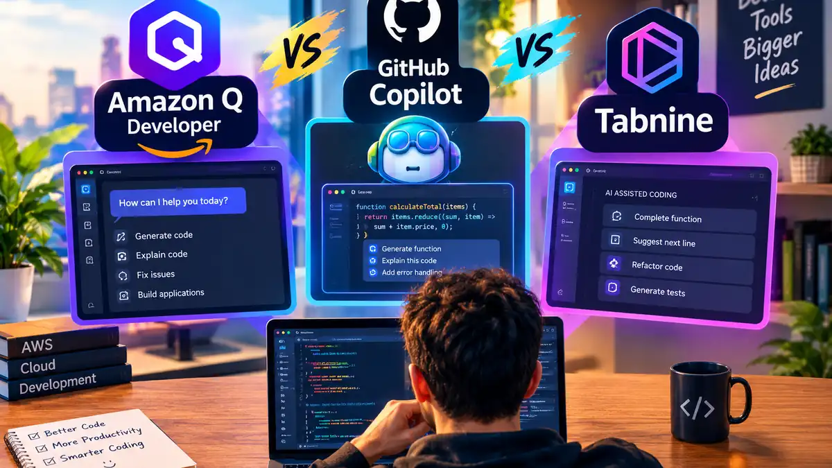 Amazon Q Developer vs GitHub Copilot vs Tabnine (2026) article cover image