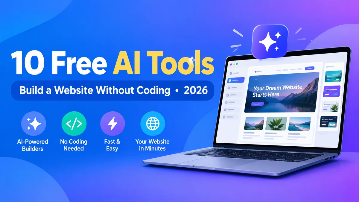 10 Free AI Tools to Build a Website Without Coding (2026) article cover image