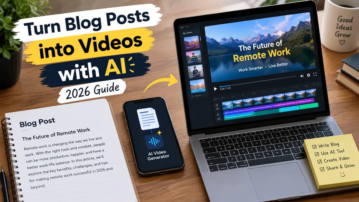 How to Turn Blog Posts into Videos with AI in 2026 article cover image