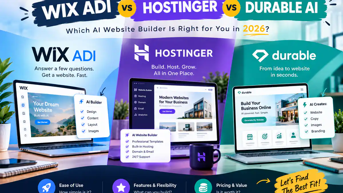 Wix vs Hostinger vs Durable: Which AI Builder Fits? article cover image