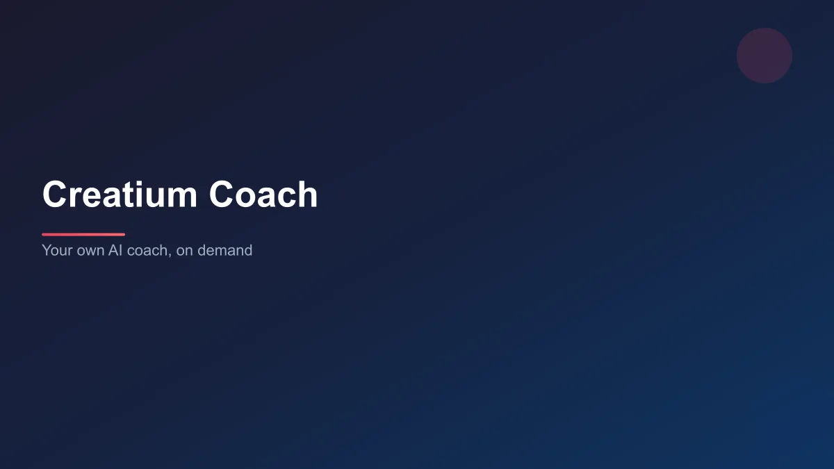 Creatium Coach hosting a live instant-avatar coaching session with roleplay prompts