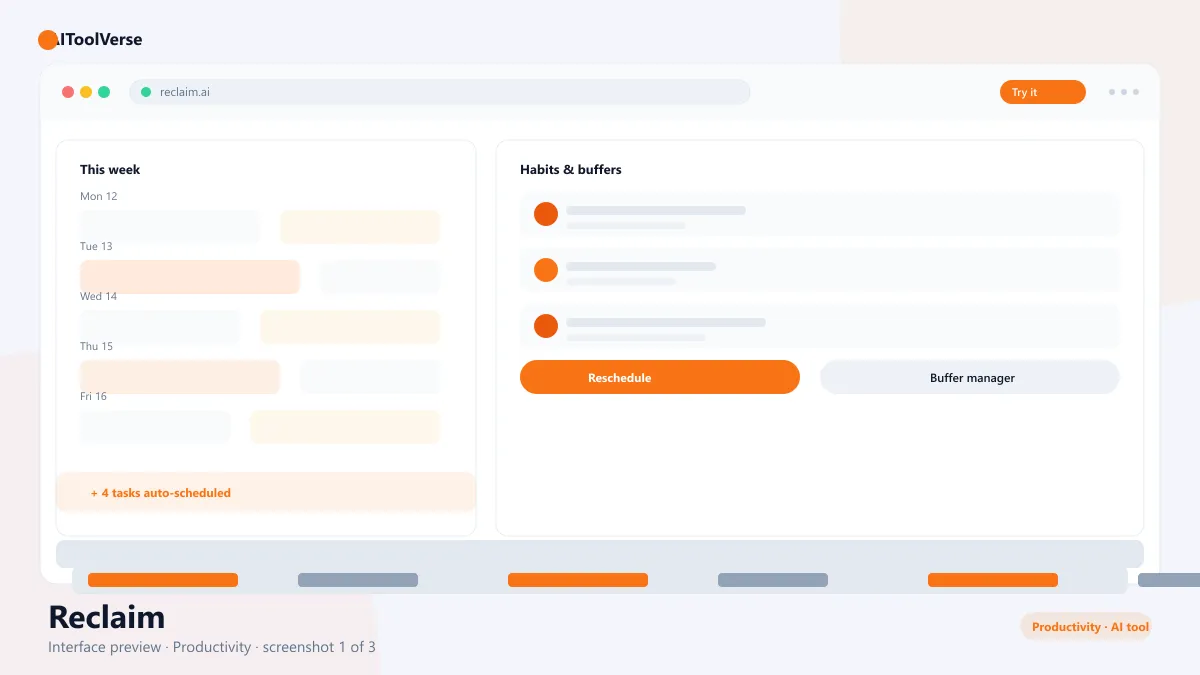Reclaim AI smart scheduling assistant interface in Google Calendar