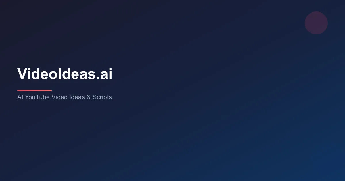 VideoIdeas.ai dashboard generating YouTube video ideas with SEO scores and script outlines