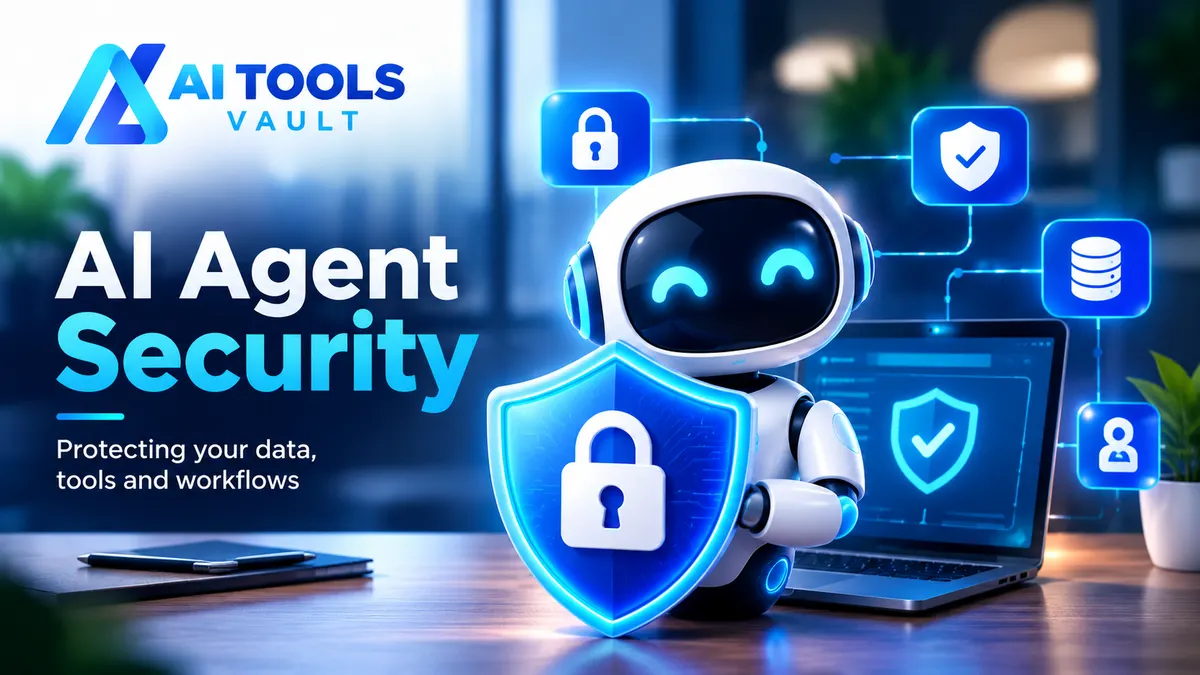 Shield protecting an AI agent connected to email, code repositories and databases, illustrating AI agent security boundaries