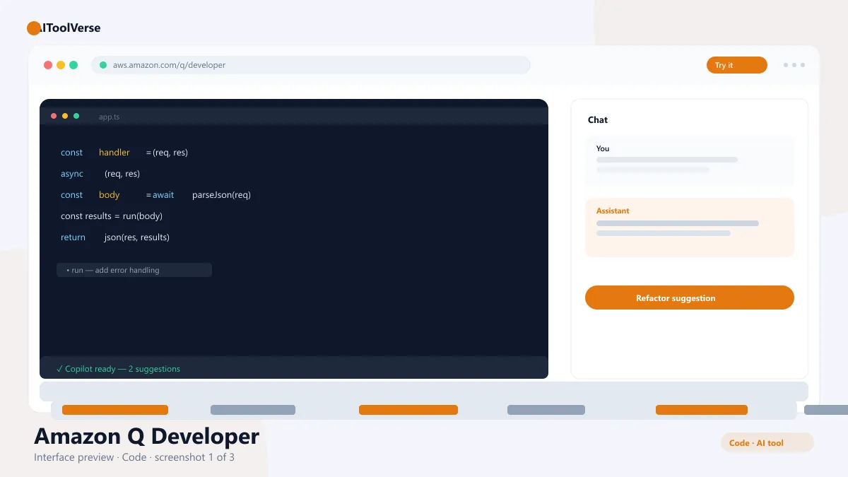 Amazon Q Developer AI coding assistant interface in IDE