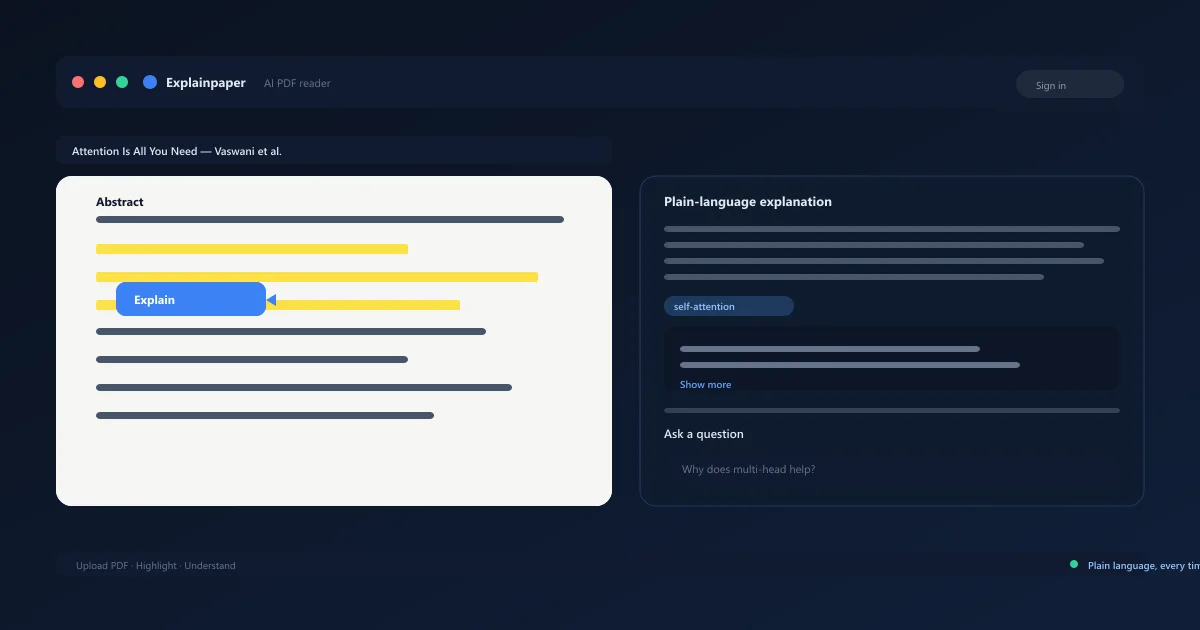 Explainpaper AI PDF reader interface showing highlighted text explanation