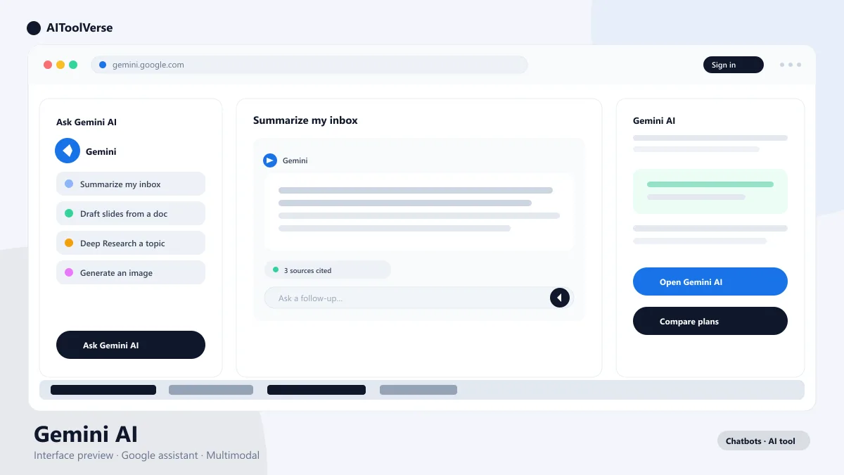 Google Gemini AI chat interface answering with real-time Google Search results