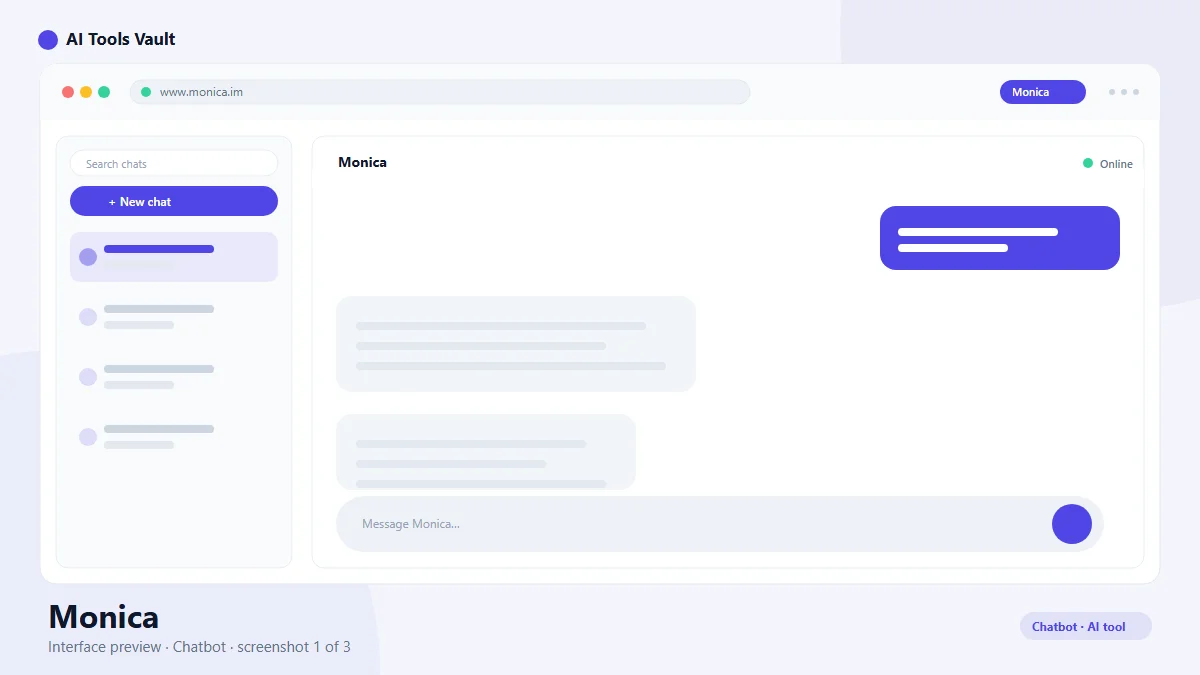 Monica AI Chrome extension sidebar with multi-model chat, web summaries, and writing tools