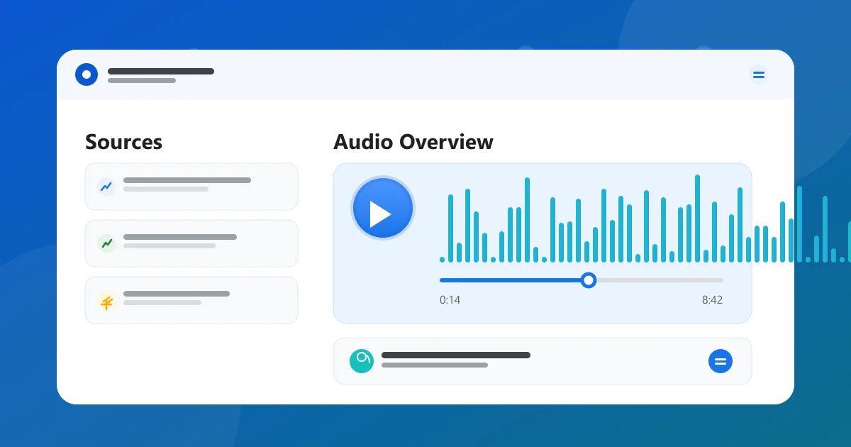 NotebookLM Audio Overview interface showing AI-generated podcast from documents