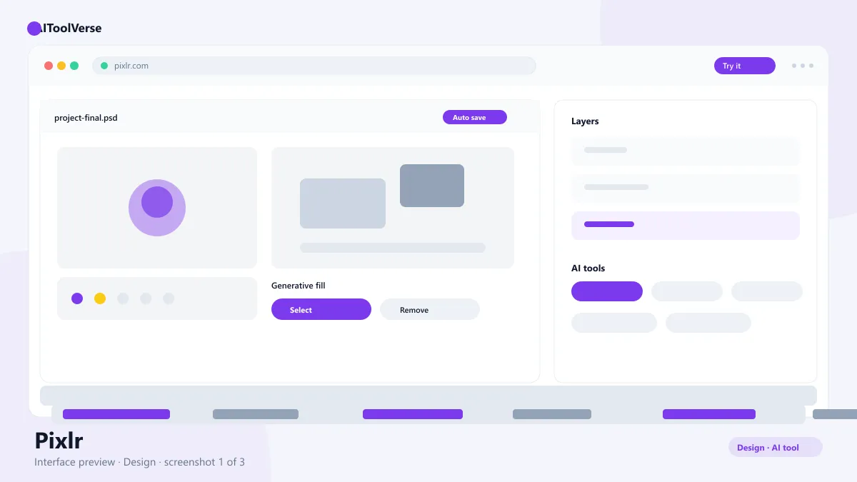Pixlr AI photo editor interface in the browser