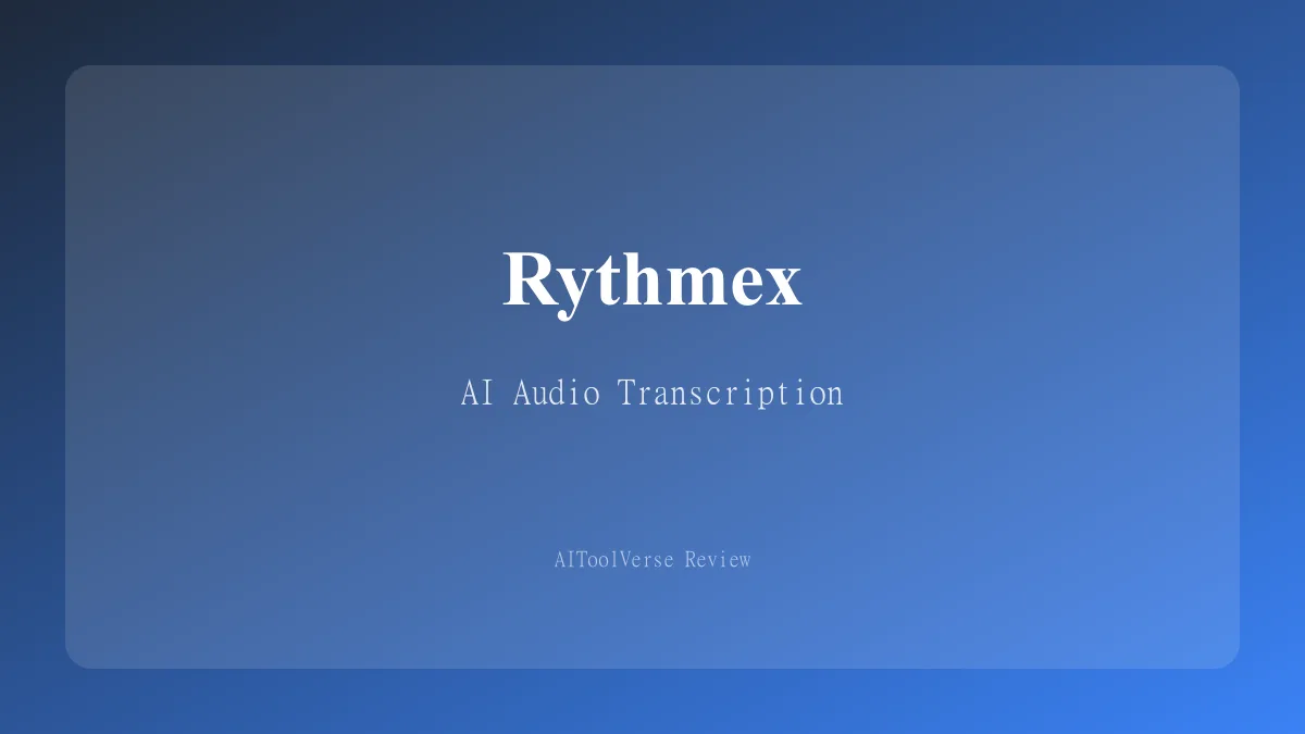 Rythmex AI transcription interface converting audio file to text with speaker labels and timestamps
